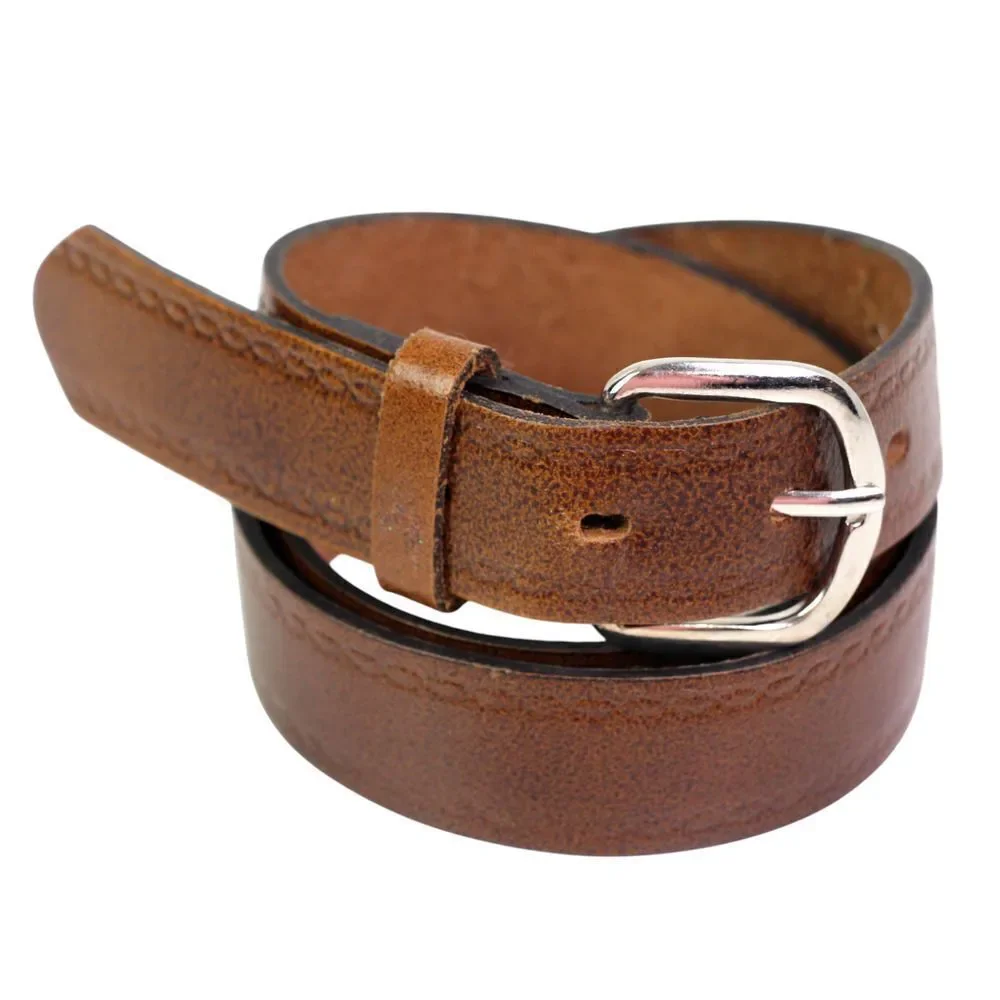 Yves FRANCE TOOLED BROWN GENUINE LEATHER 1 1/8